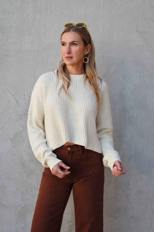 cropped ribbed sweater
