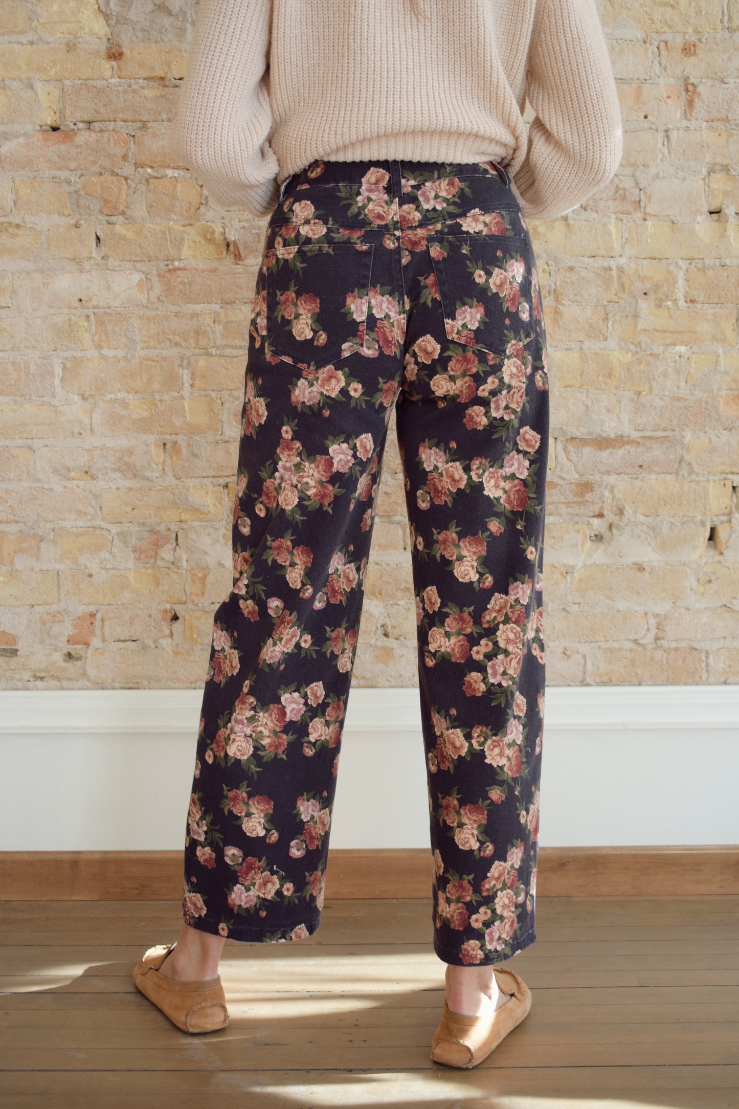 floral stonewashed jeans