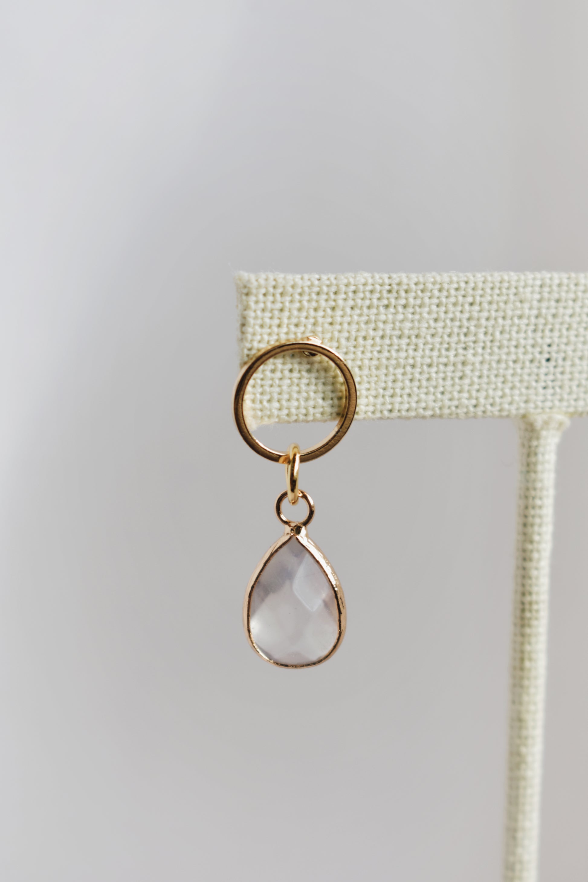 revival made goods opalite teardrop dainty gold plated stud earrings