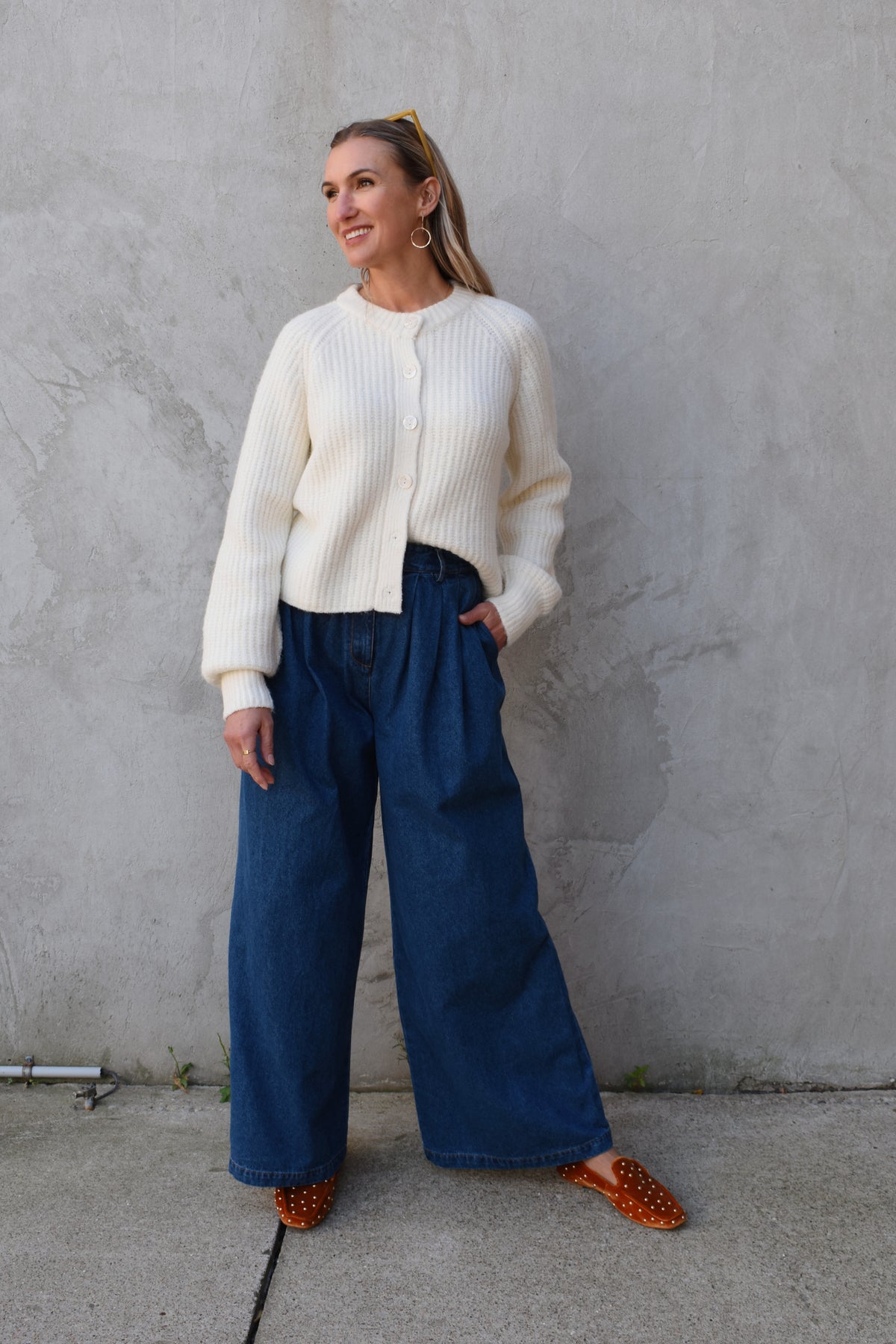 ribbed button cardigan