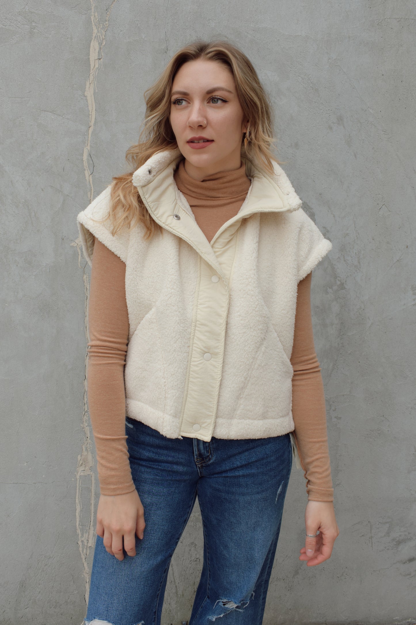 quilted sherpa vest