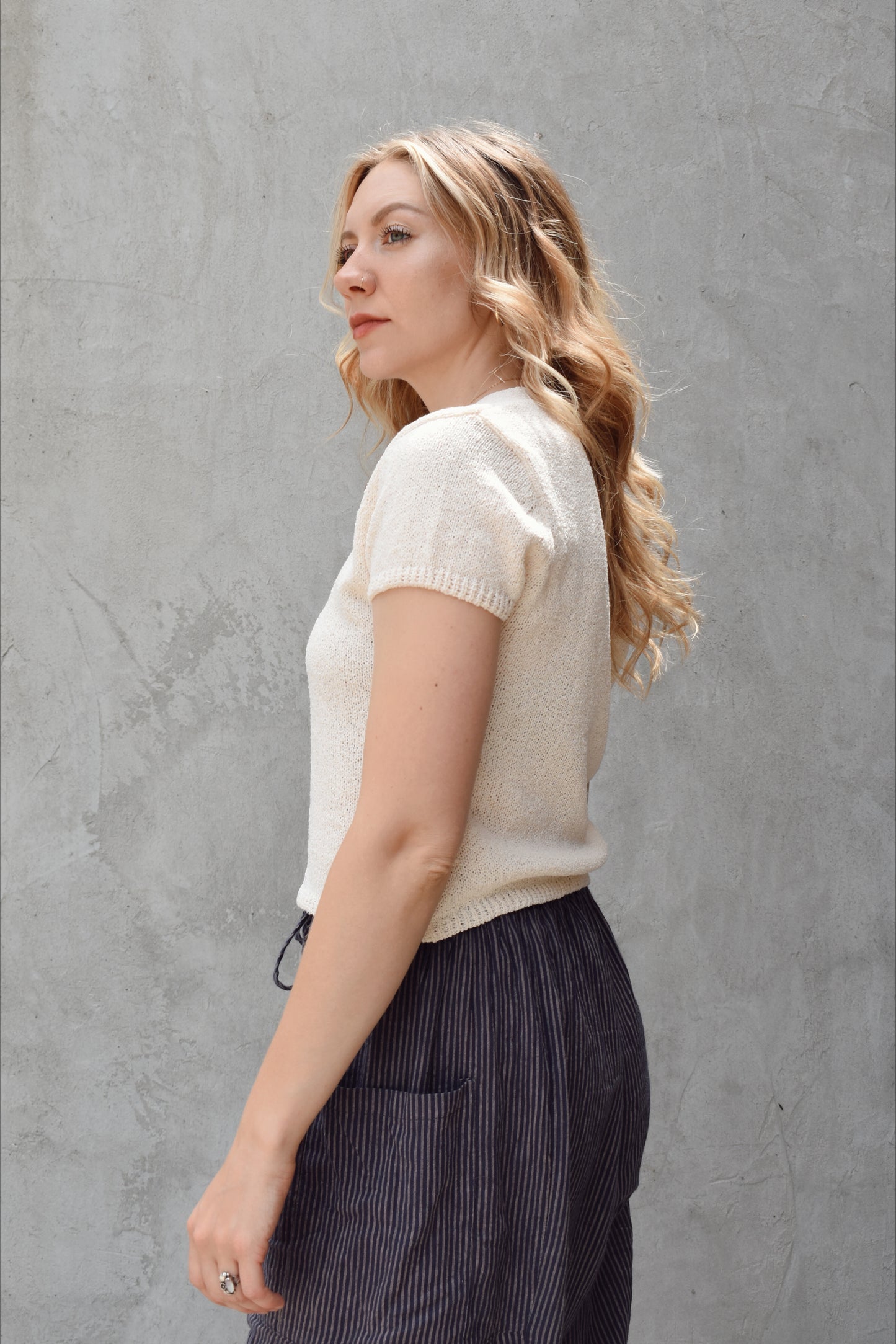 short sleeve cardi top