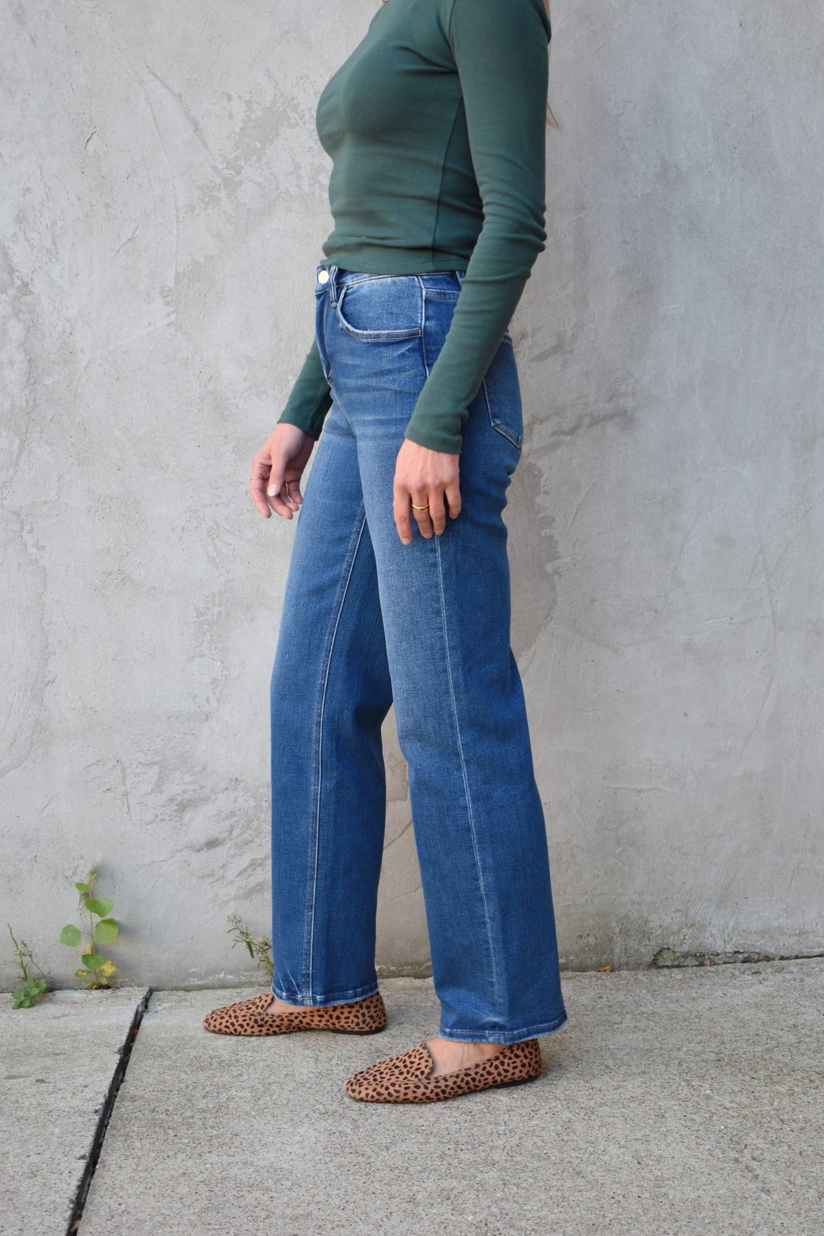dark slim wide jeans