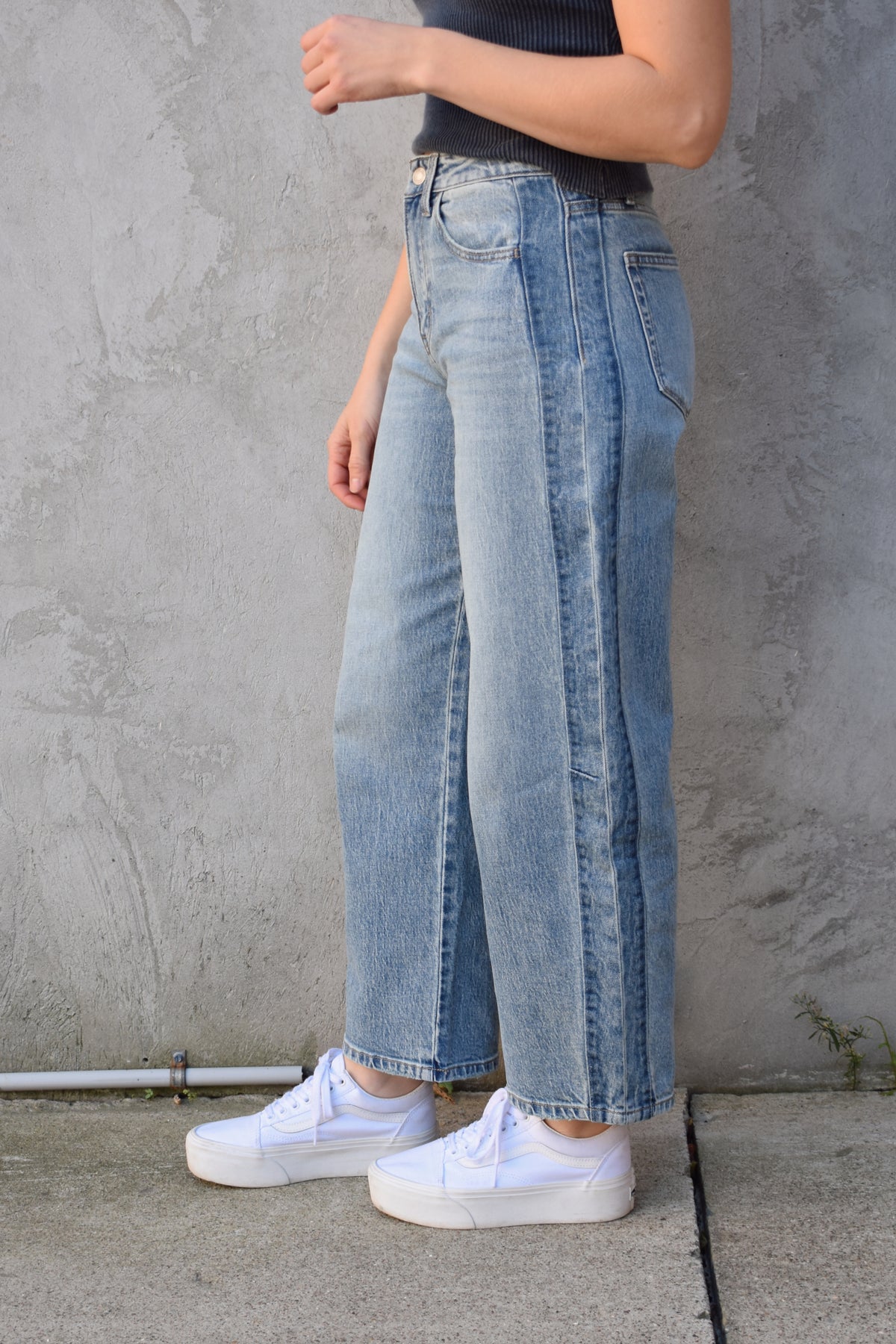 panel barrel jeans