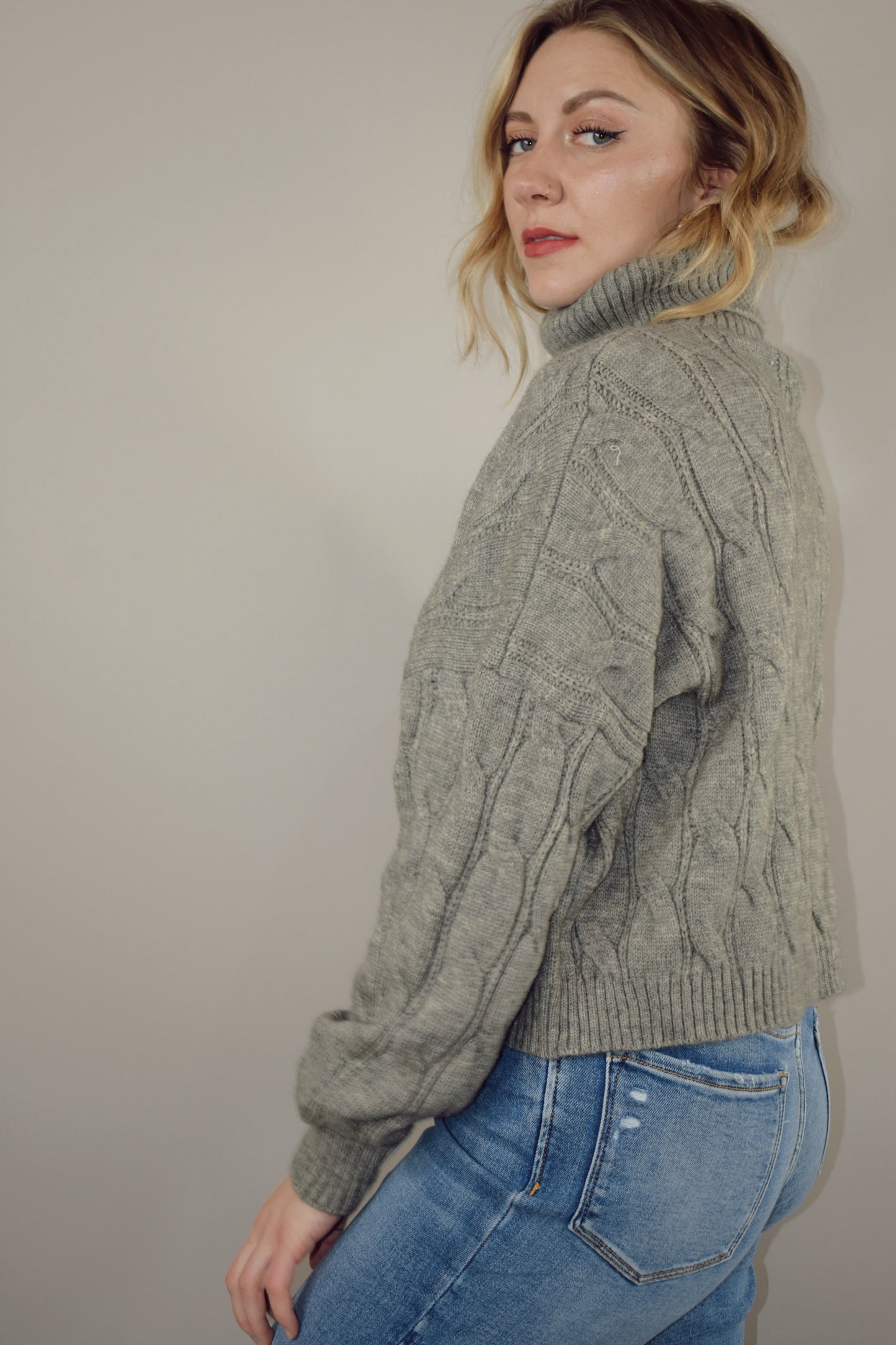 cable turtleneck sweater