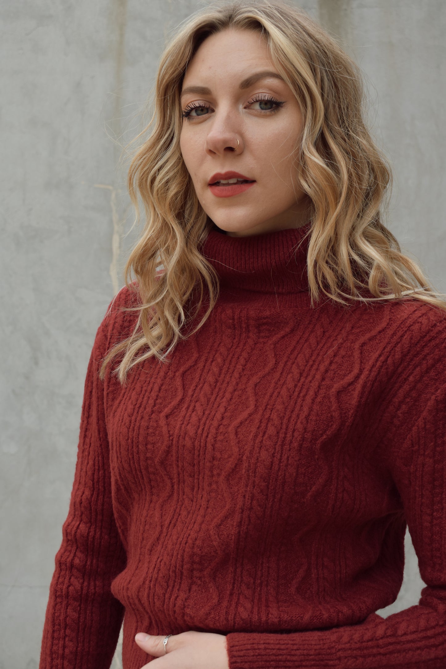 Pearl cable sweater