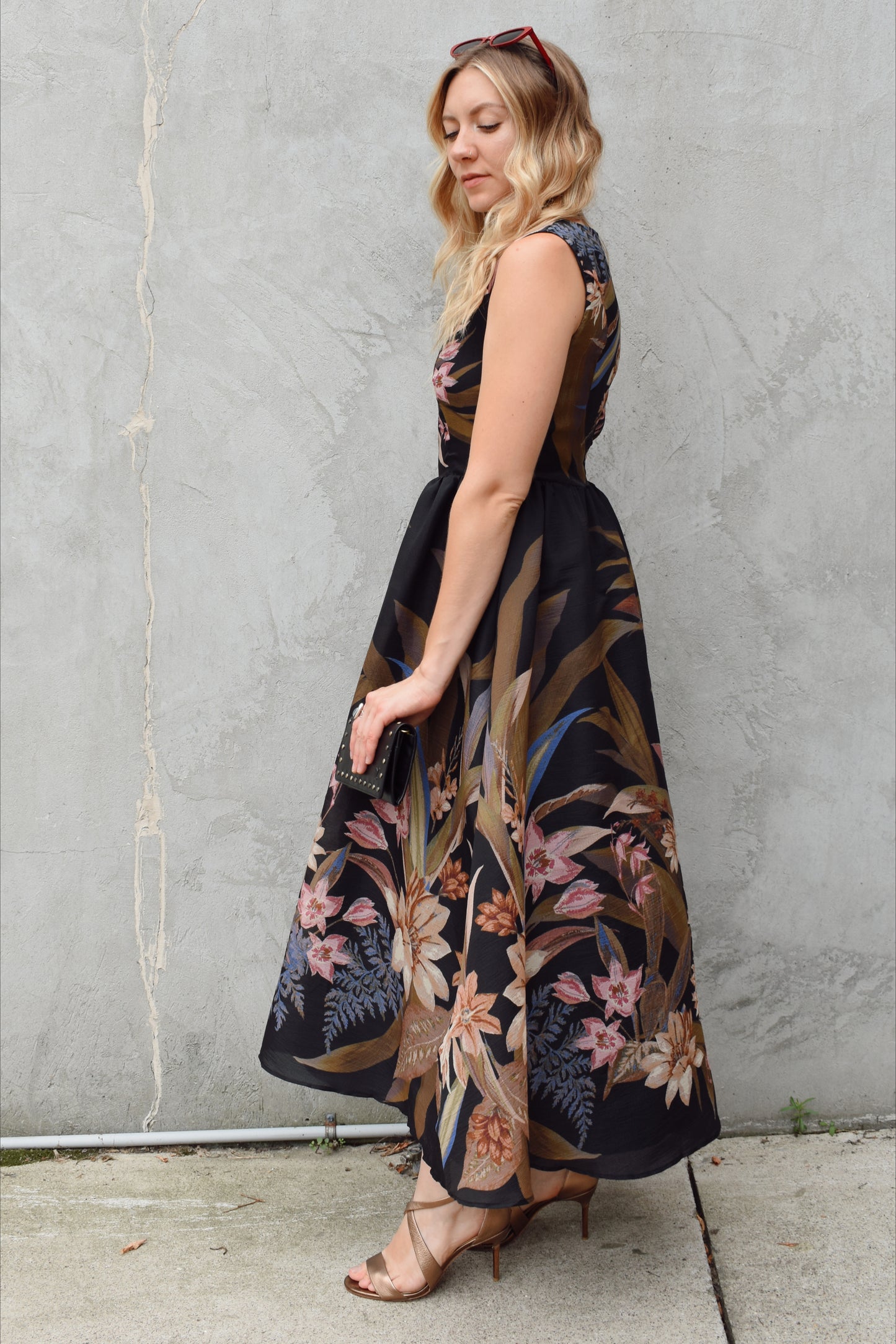 dark floral midi dress