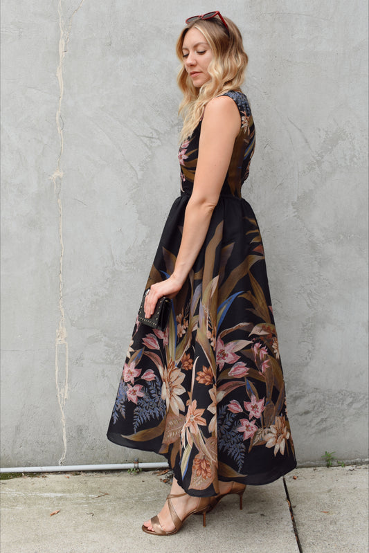 dark floral midi dress