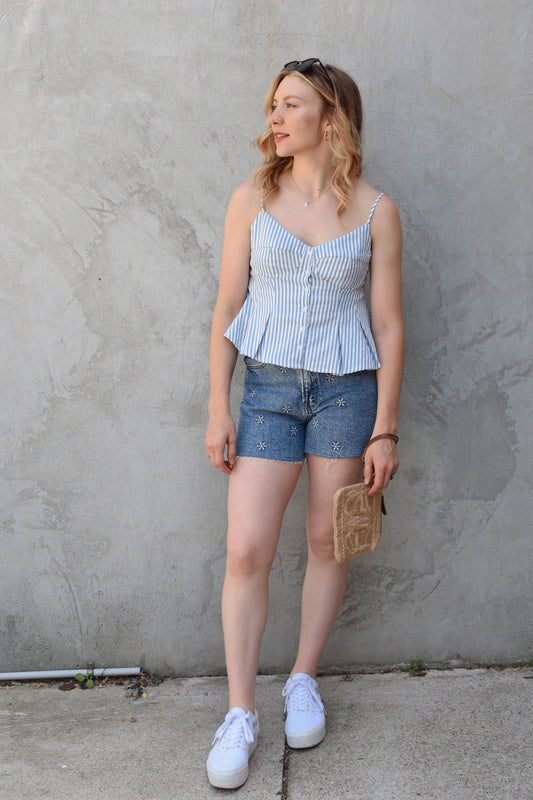striped peplum tank