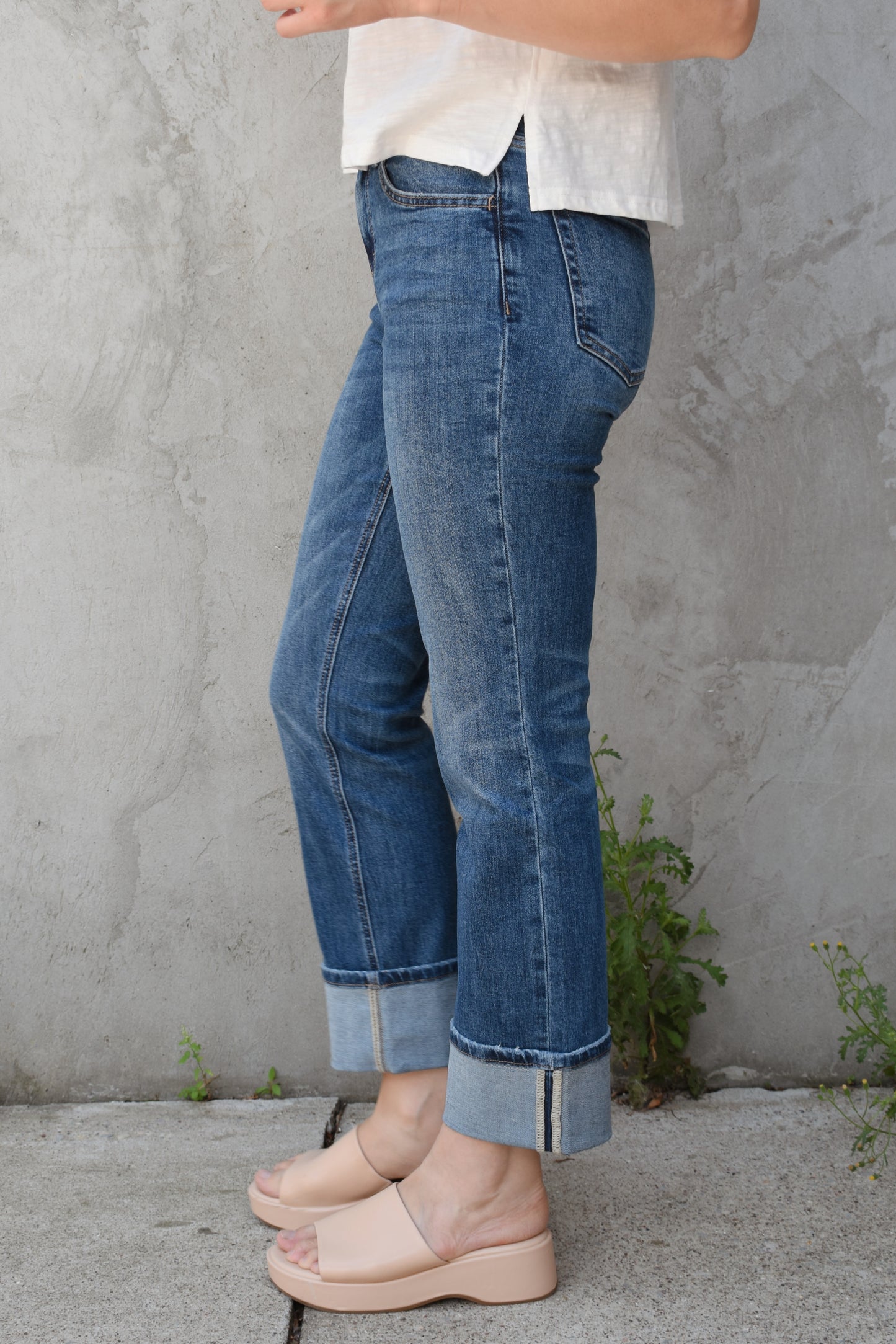 cuffed straight jeans