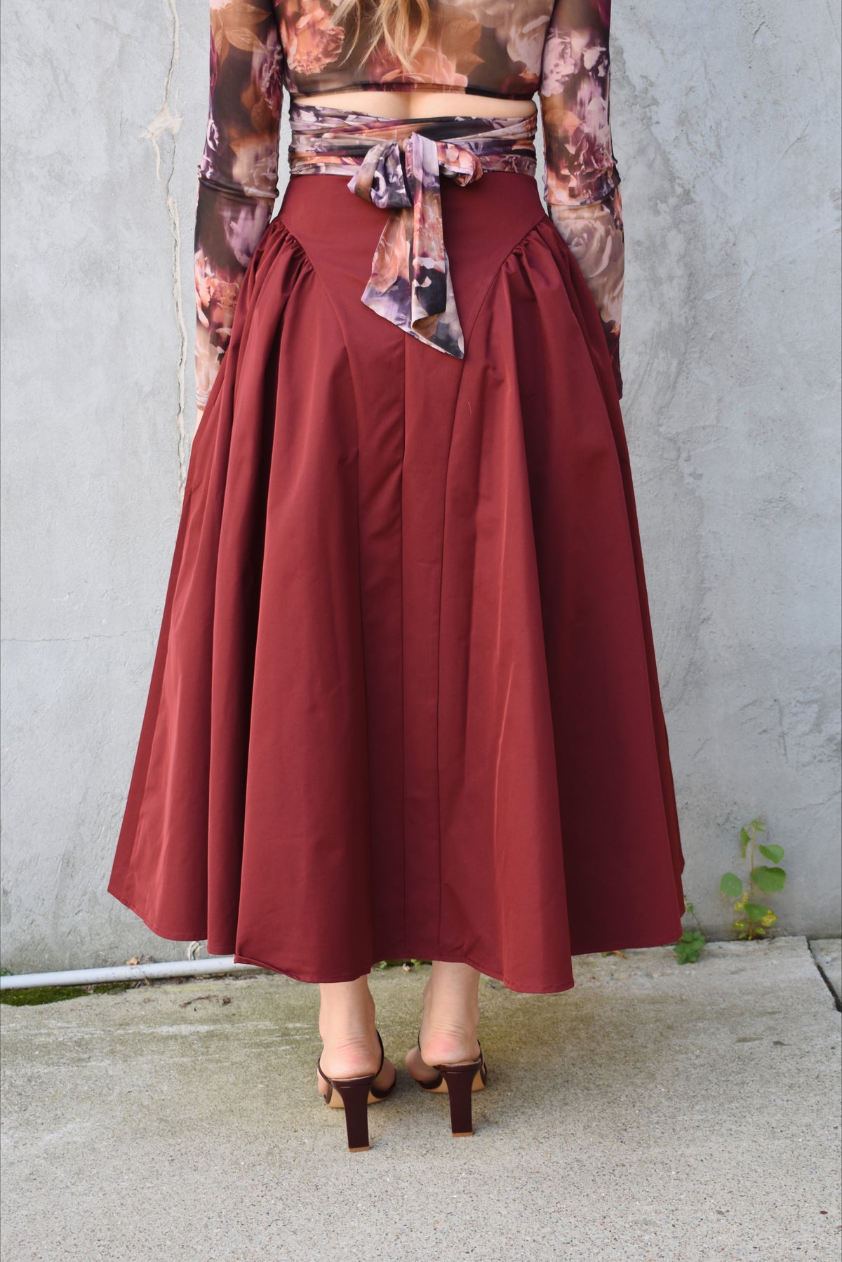 yoked midi skirt