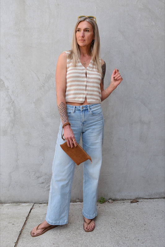 hook & eye striped vest