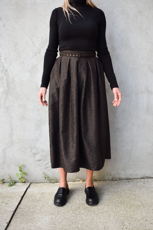 leopard midi skirt