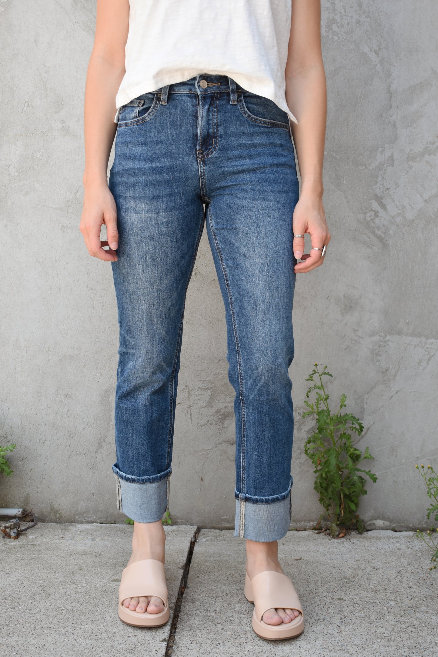 cuffed straight jeans