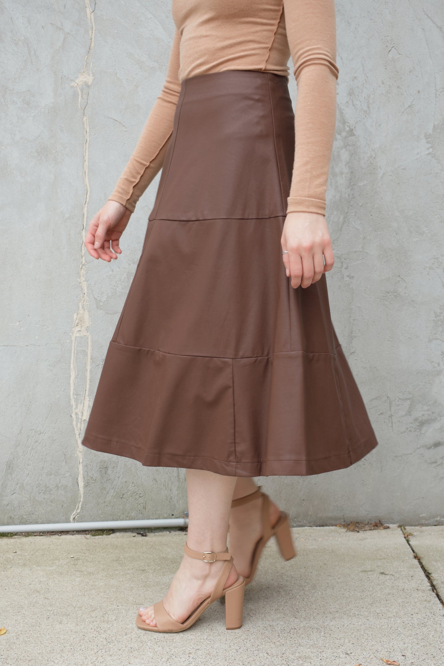 faux leather a line skirt