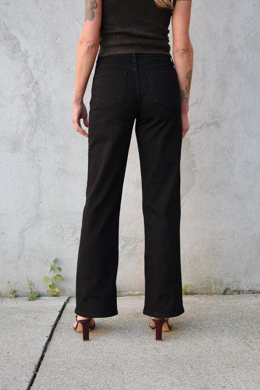 black slim wide jeans