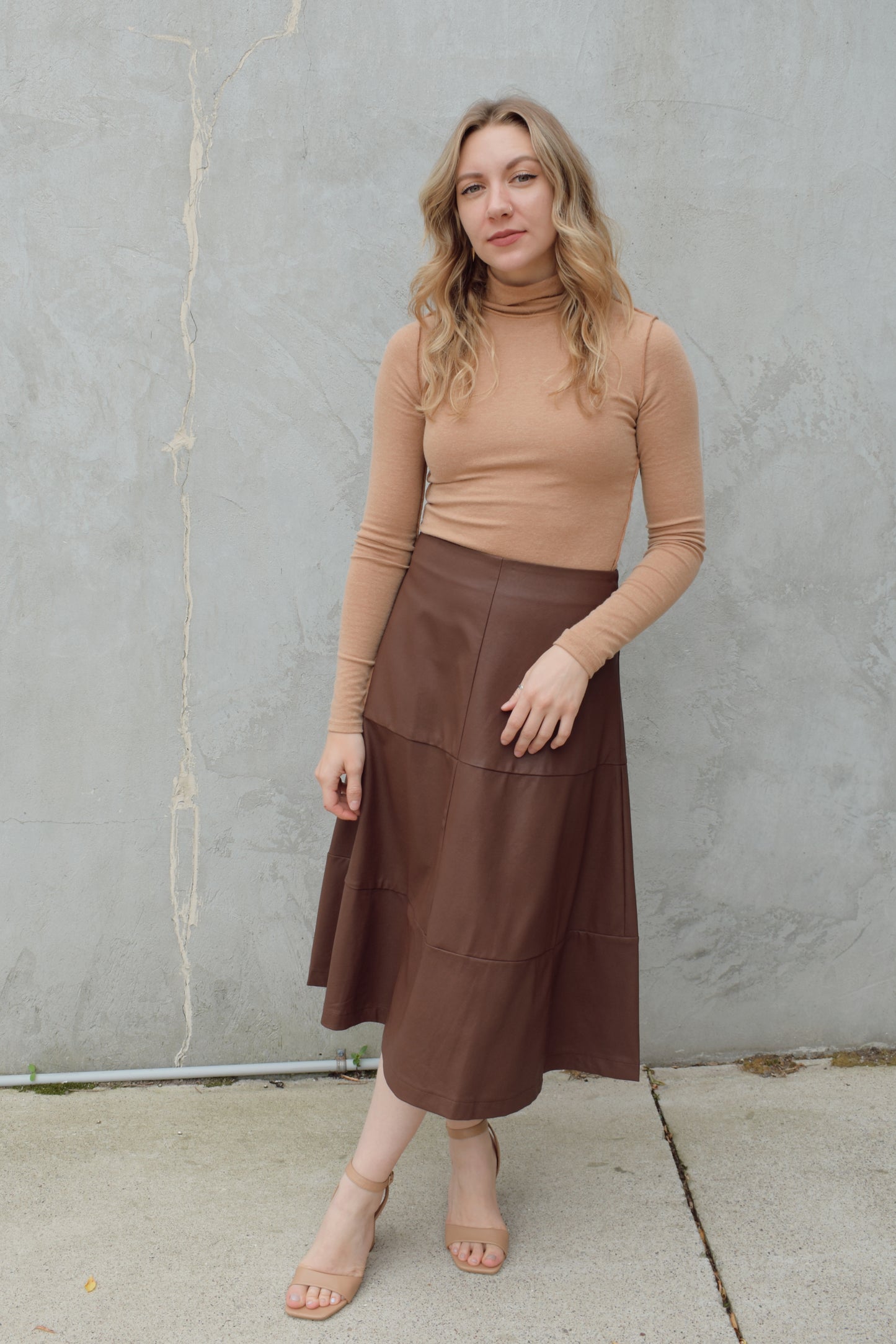 faux leather a line skirt