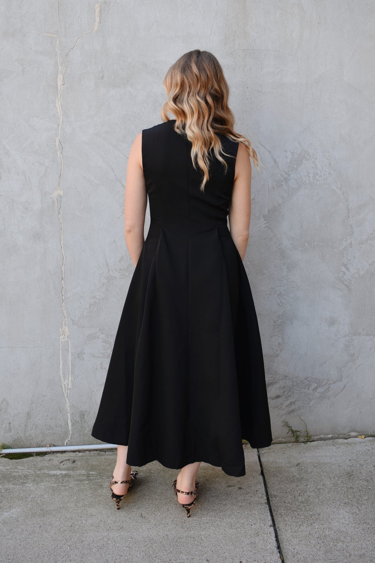 zipped up midi dress