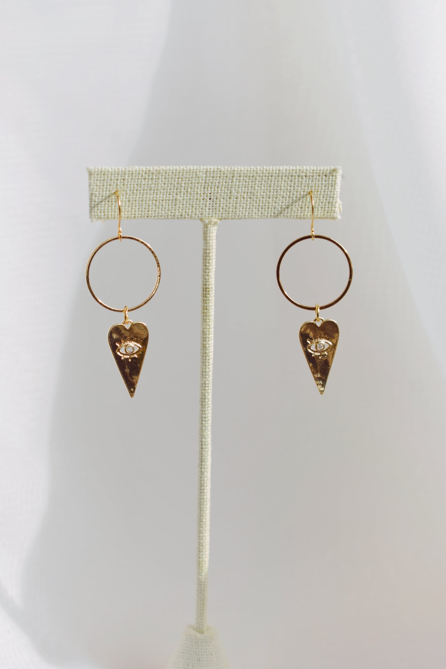 revival made goods evil eye heart gold plated statement Minerva earrings