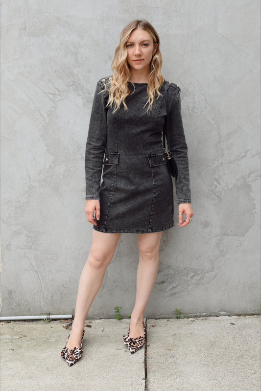 denim mini dress