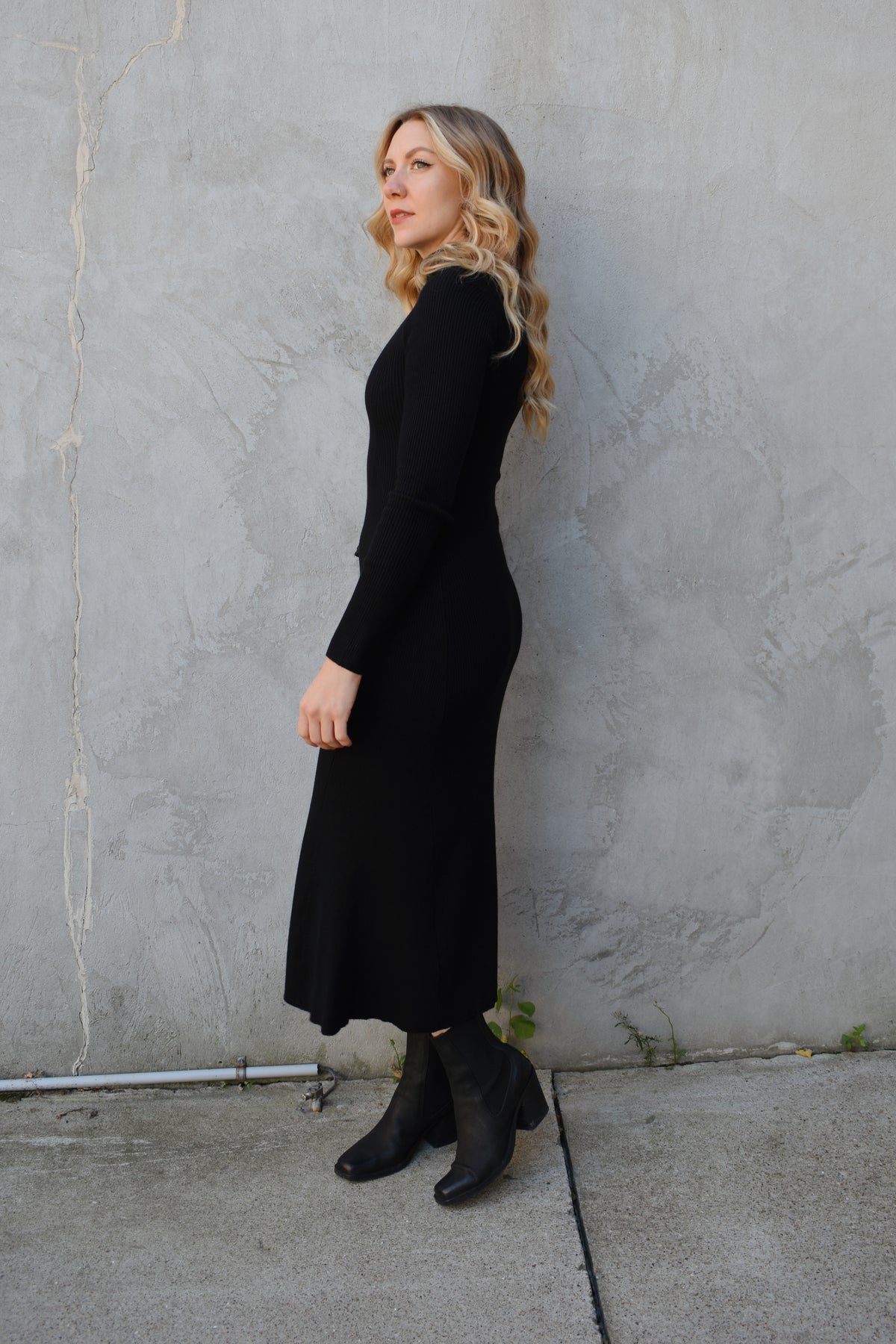 ribbed fit and flare midi