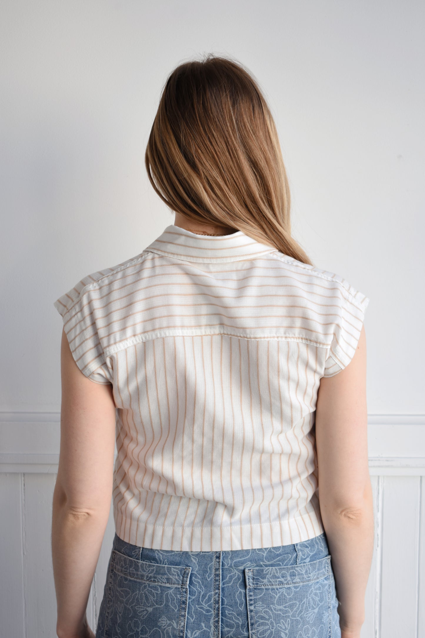 crop striped buttondown