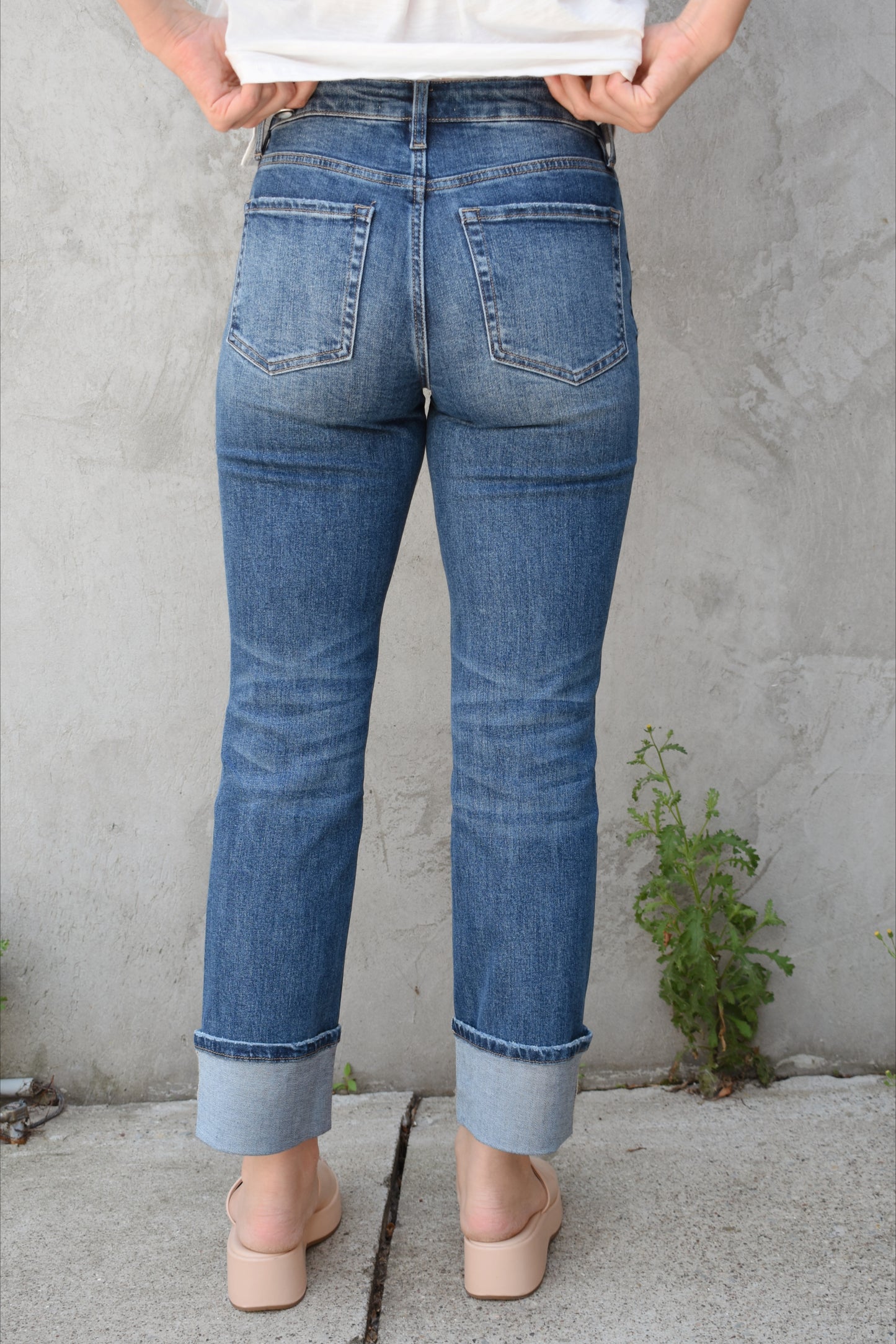 cuffed straight jeans