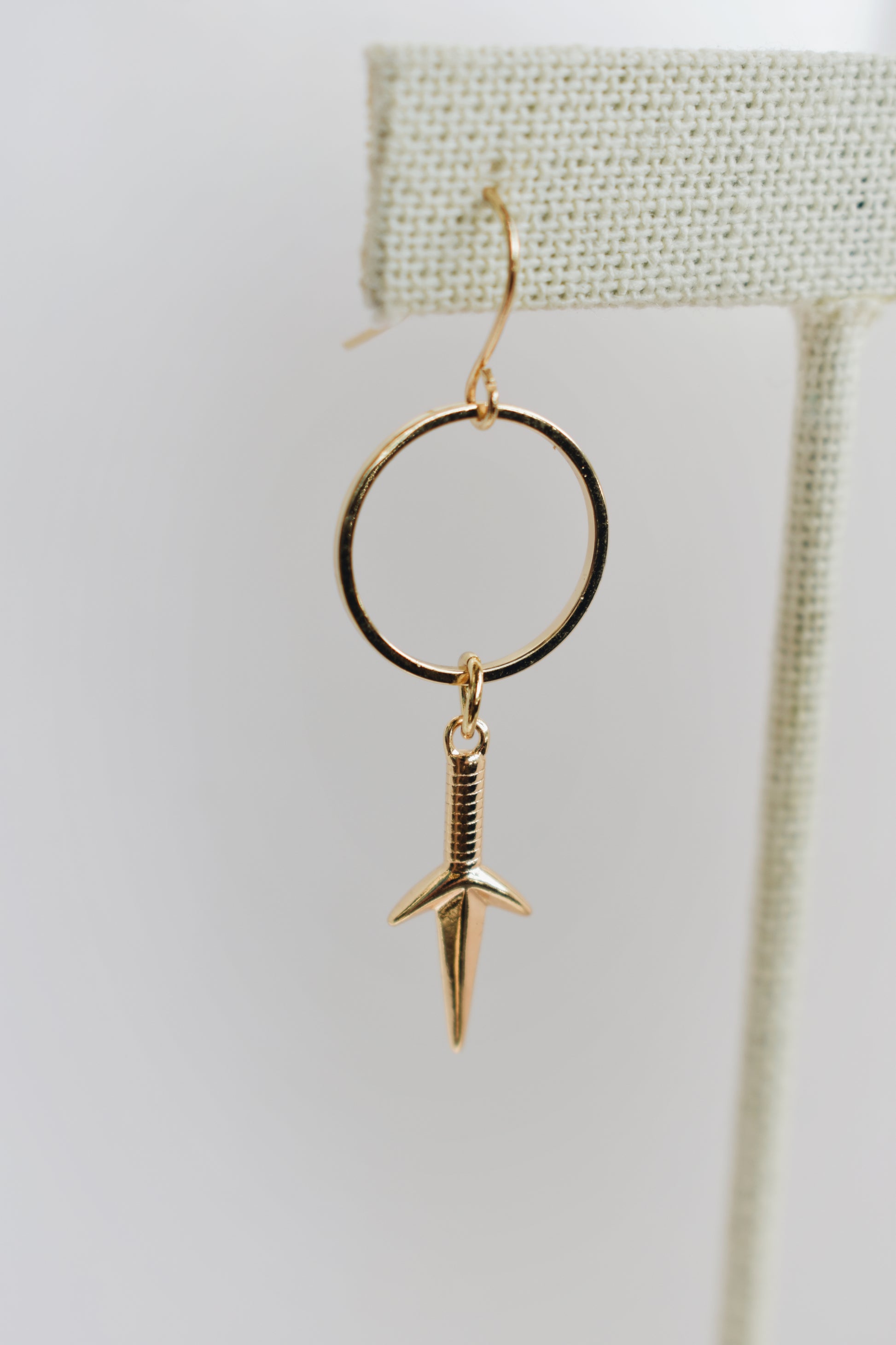 revival made goods dainty dagger knife gold plated lightweight earrings