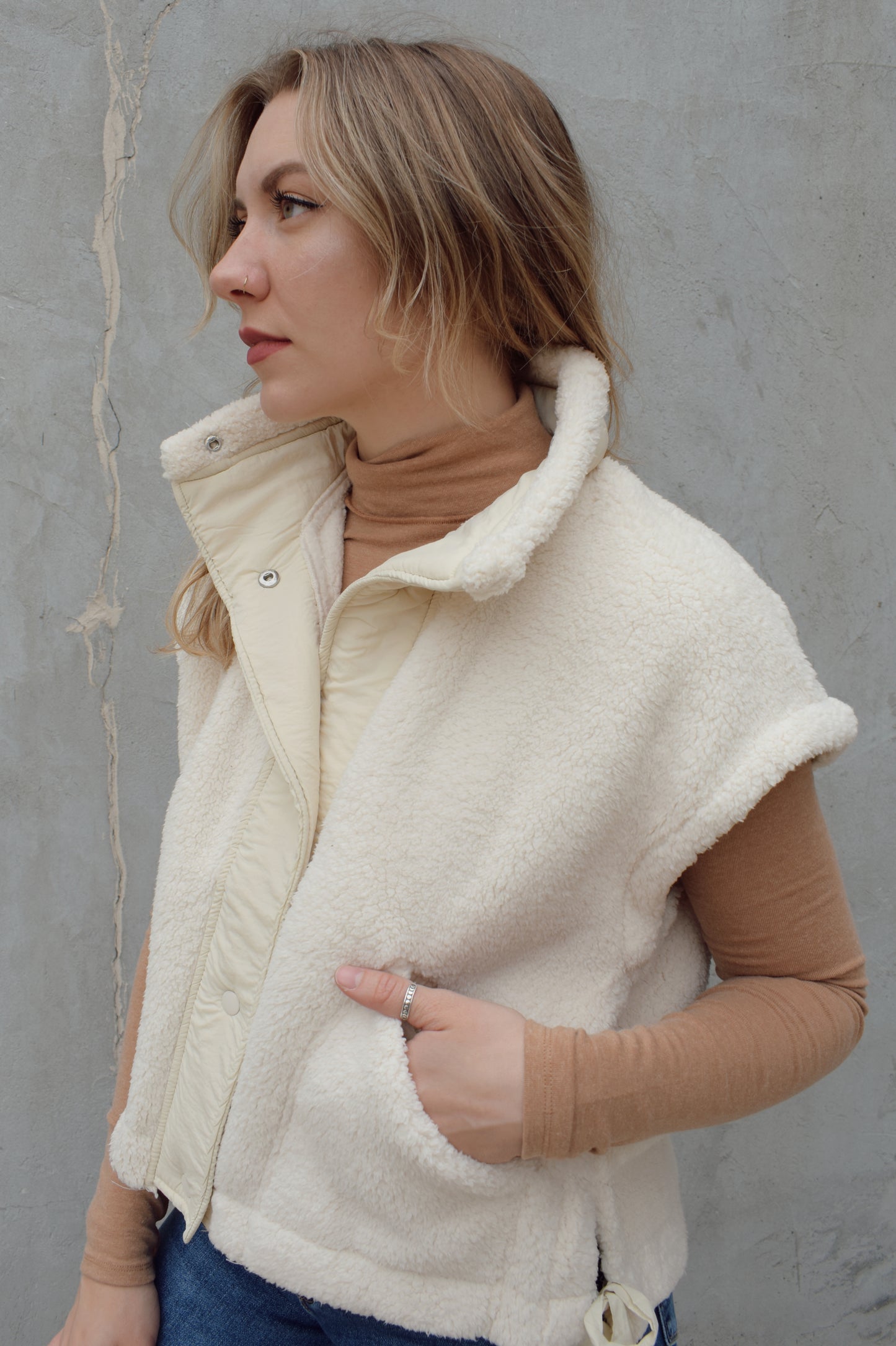 quilted sherpa vest