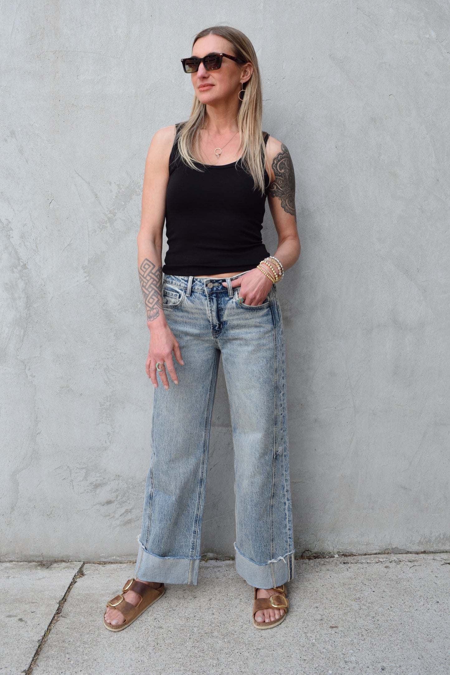 Olivia cuffed wide leg