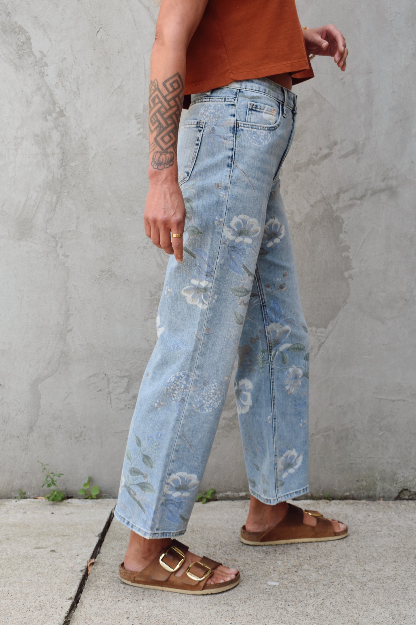 floral flare jeans
