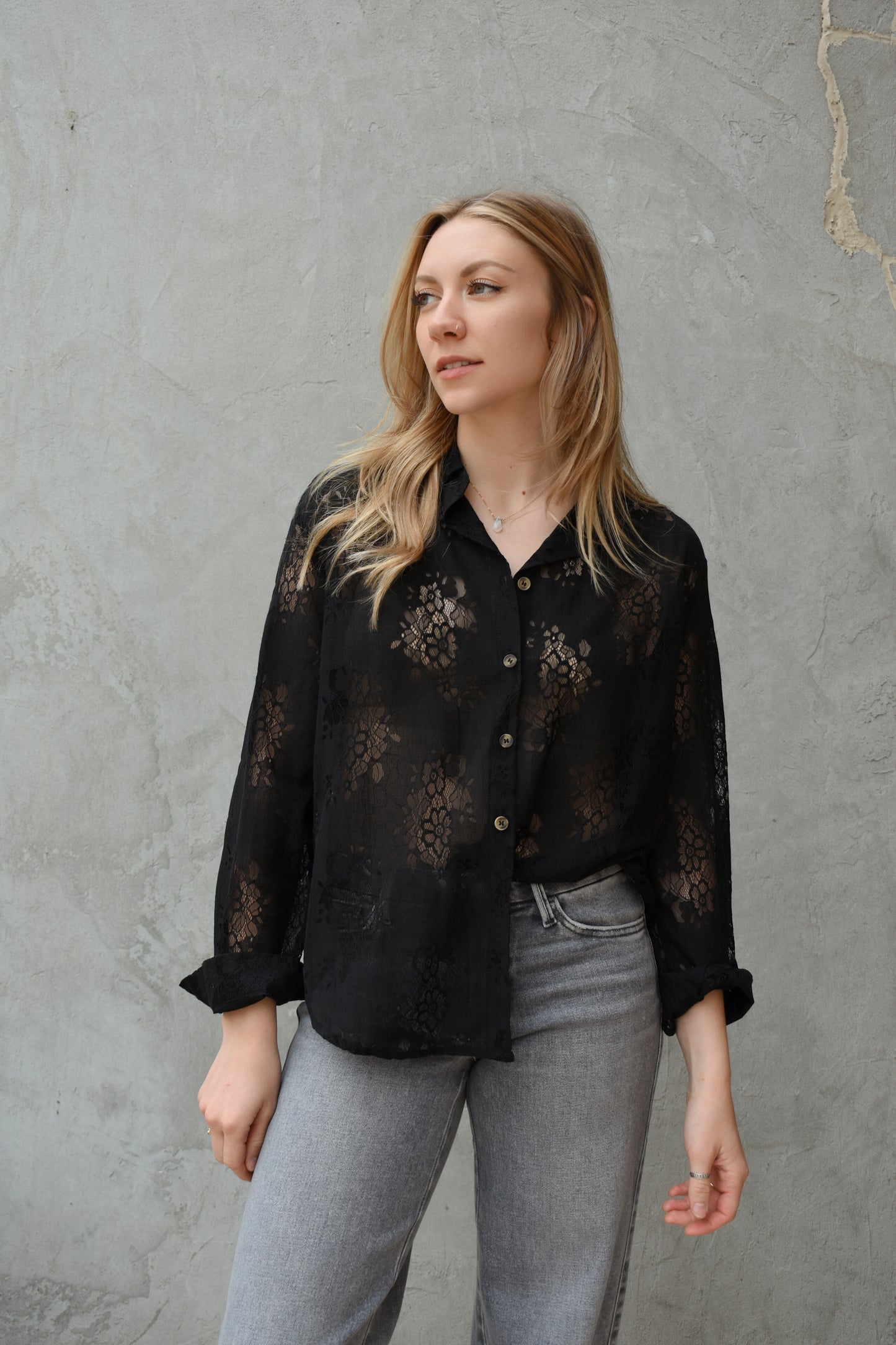 lace button-down shirt