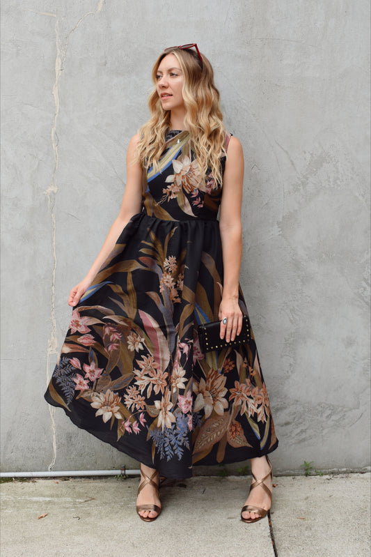 dark floral midi dress