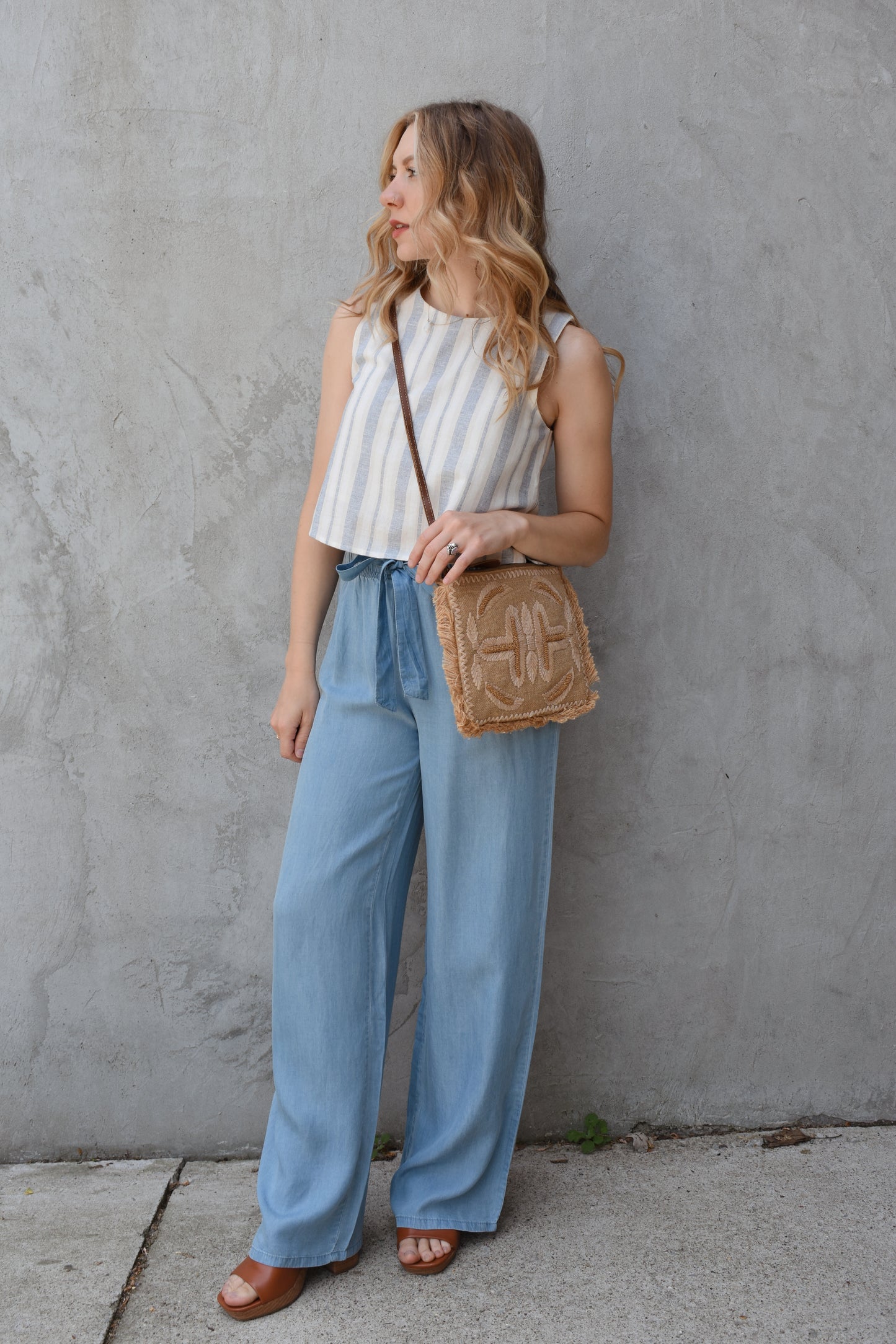 striped boxy crop top
