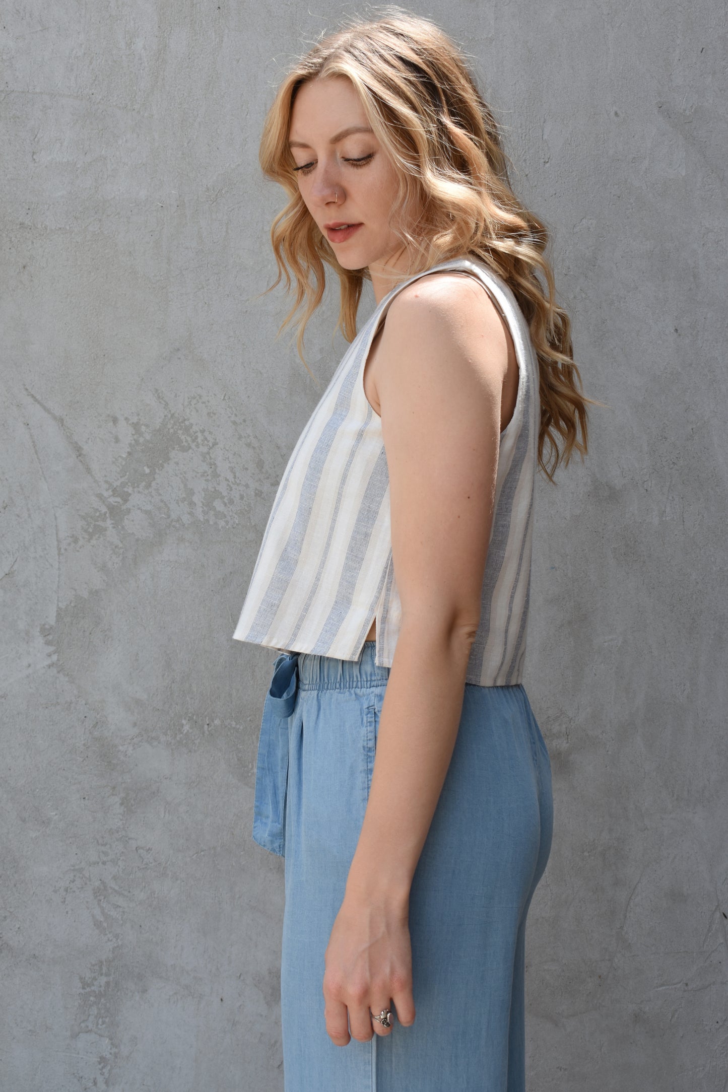 striped boxy crop top