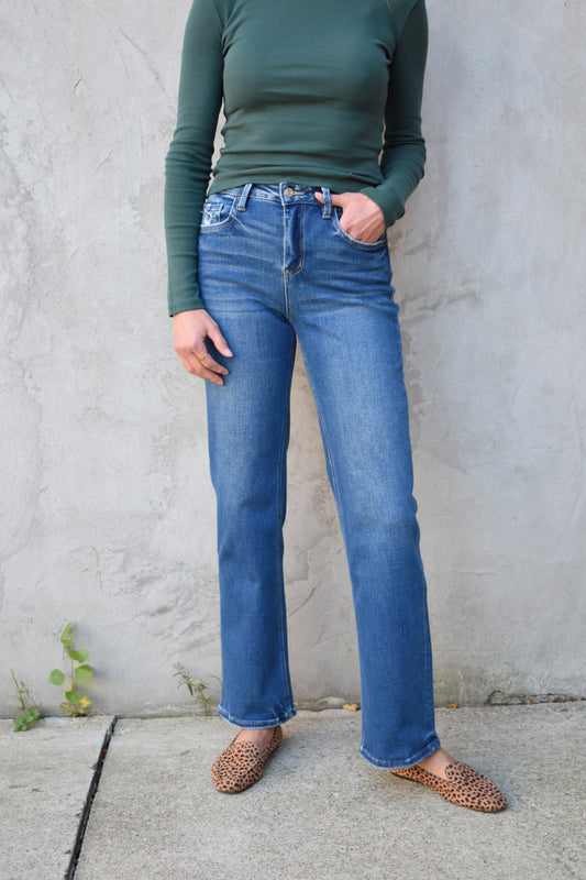 dark slim wide jeans