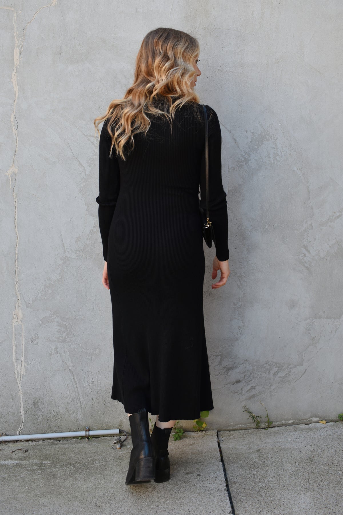ribbed fit and flare midi