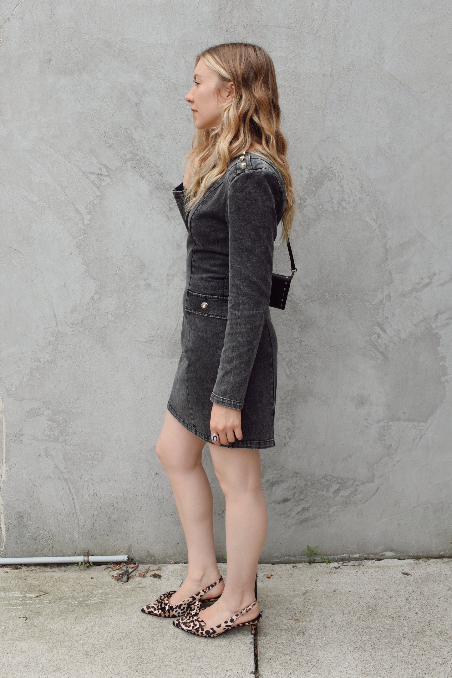 denim mini dress