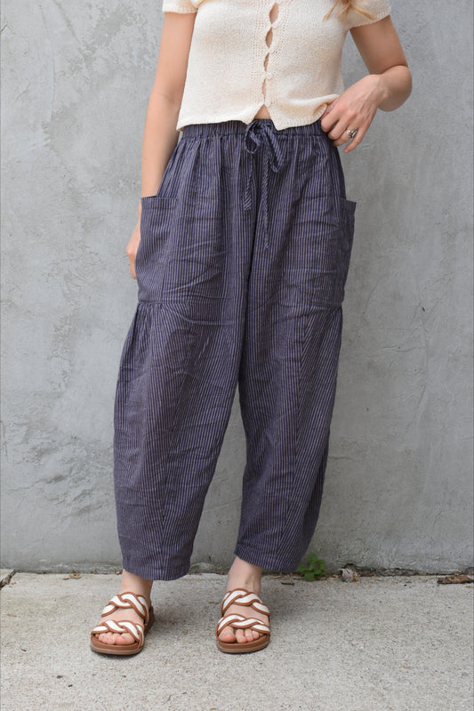 pinstriped drawstring pants