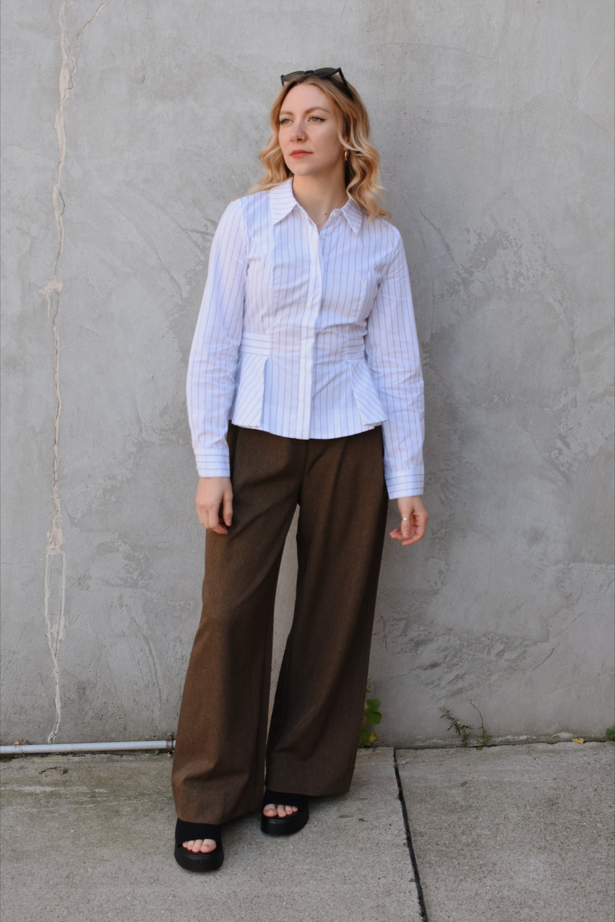 peplum button down