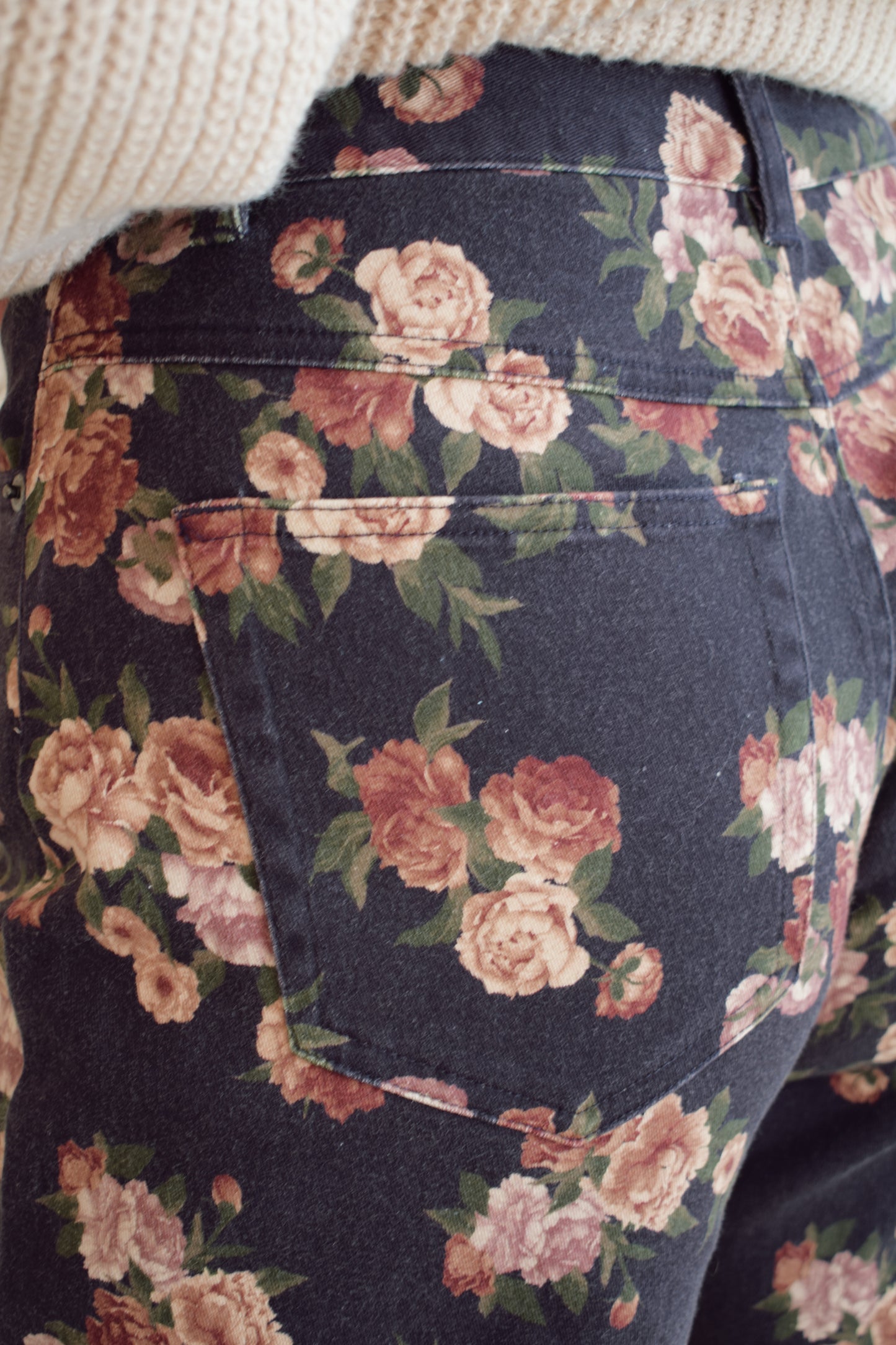 floral stonewashed jeans