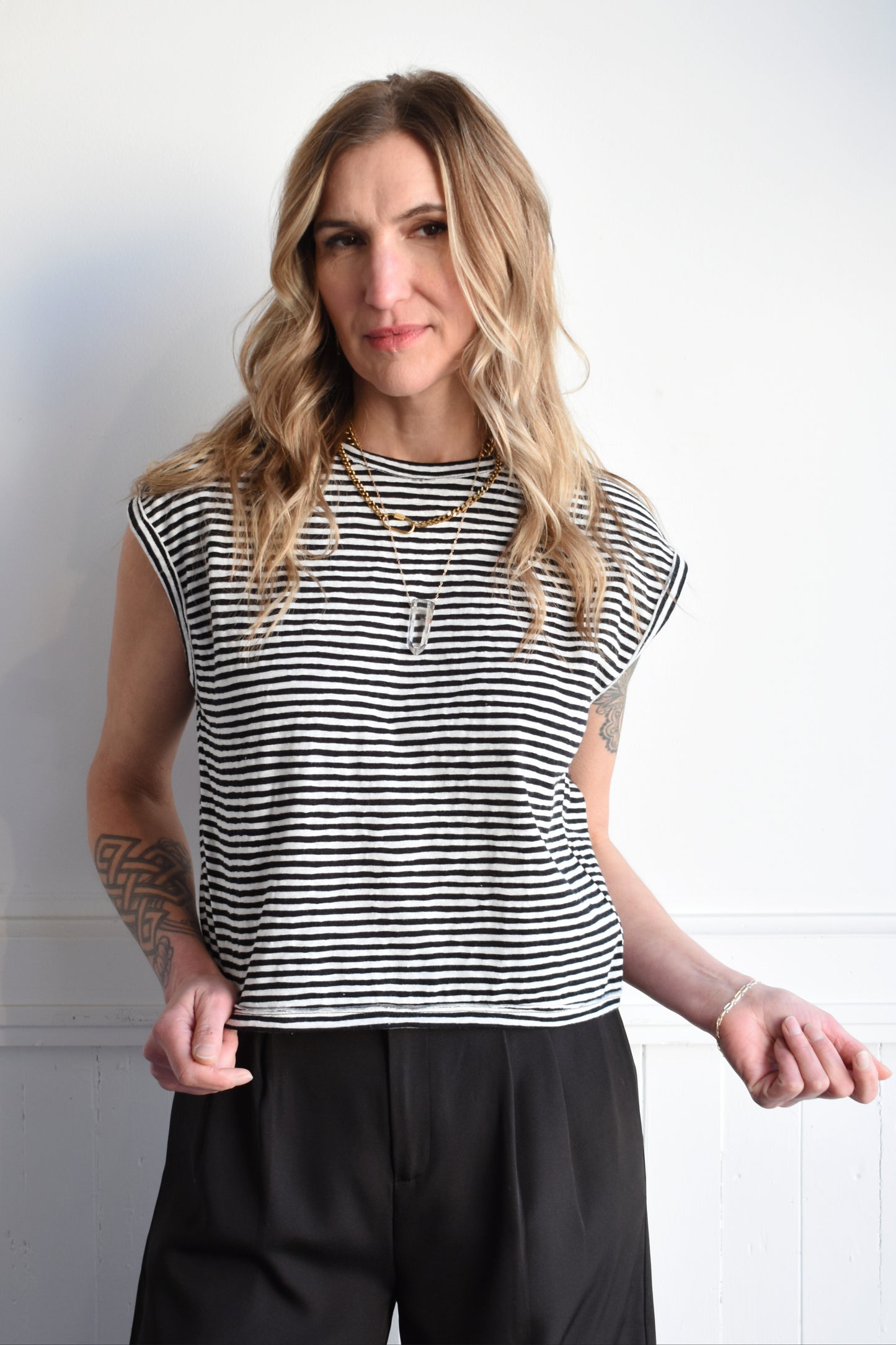 striped boxy tee
