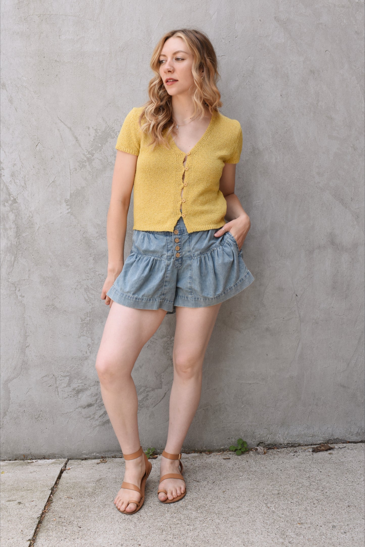 short sleeve cardi top