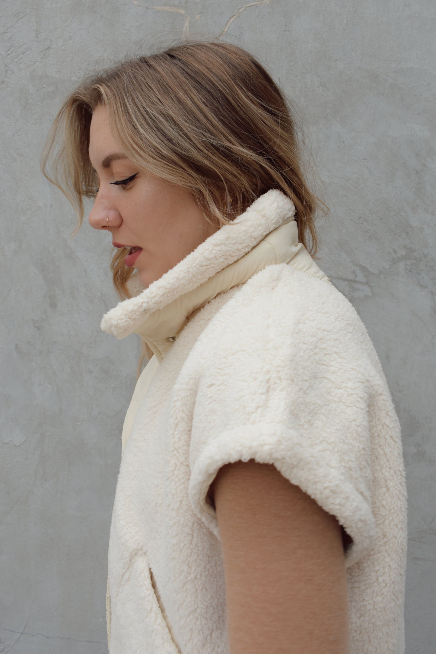 quilted sherpa vest