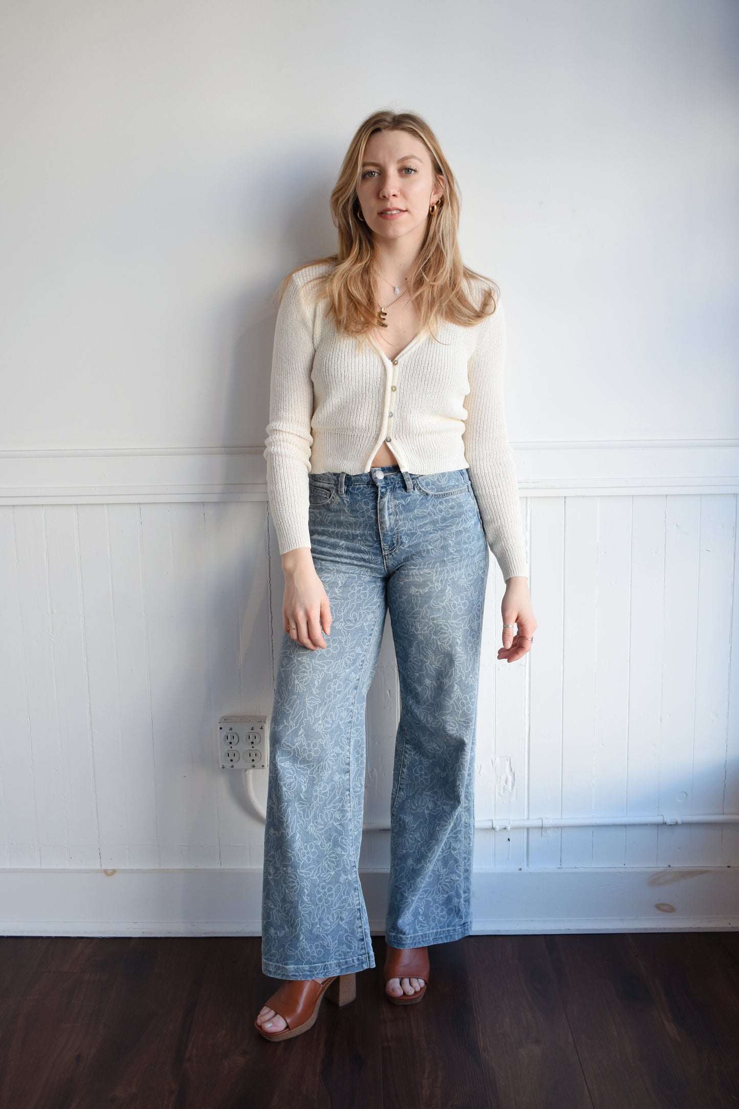 floral wide leg jeans