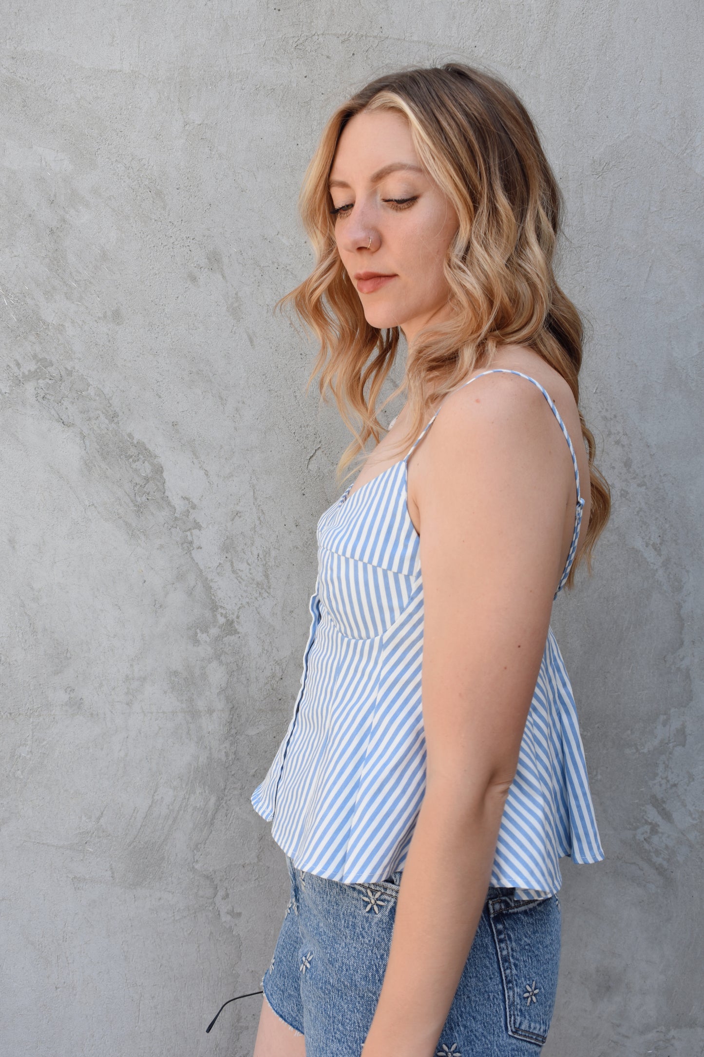 striped peplum tank