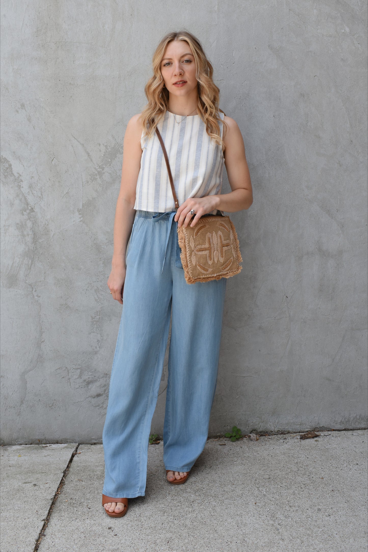 tencel tie waist pants