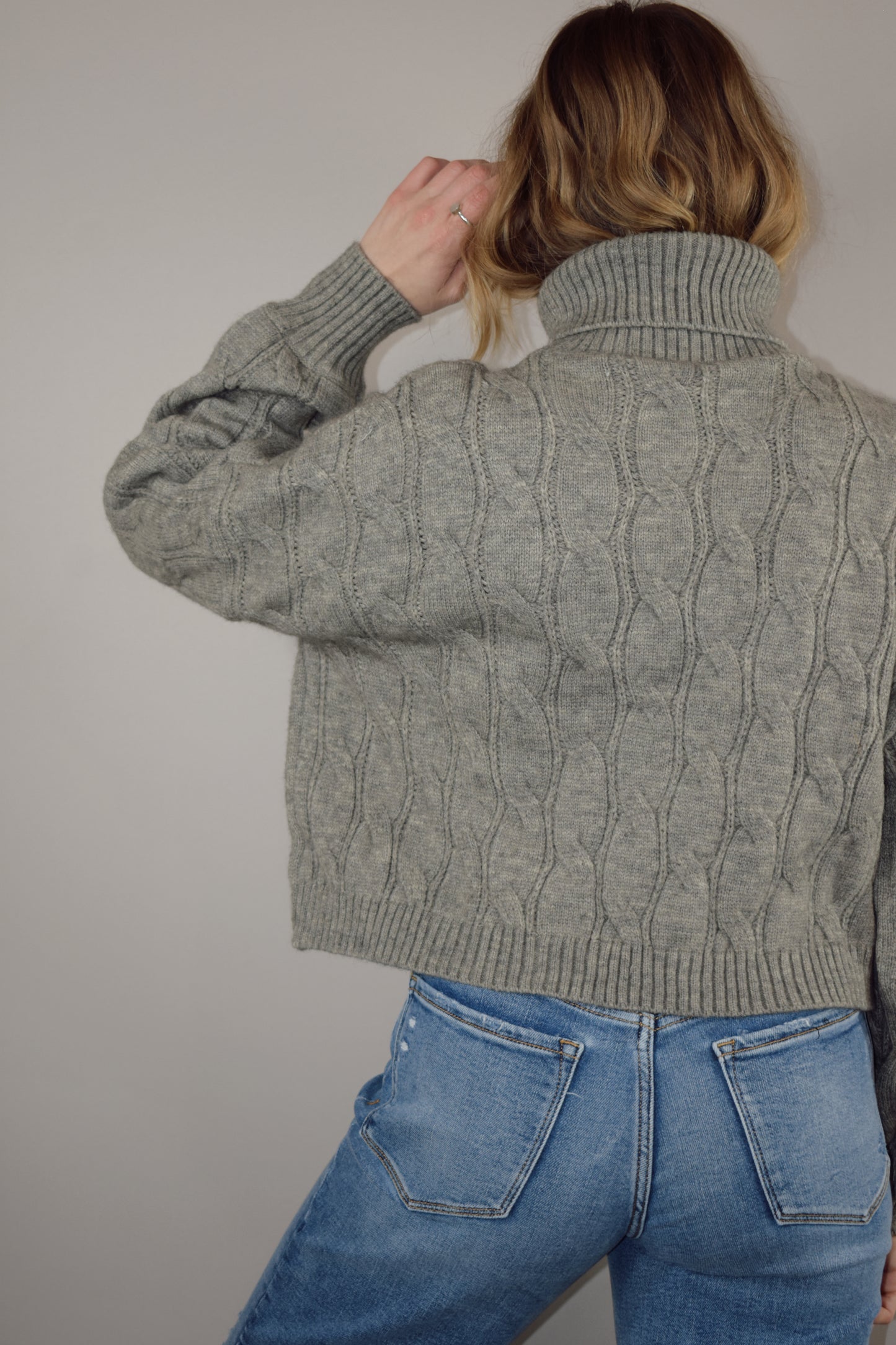 cable turtleneck sweater