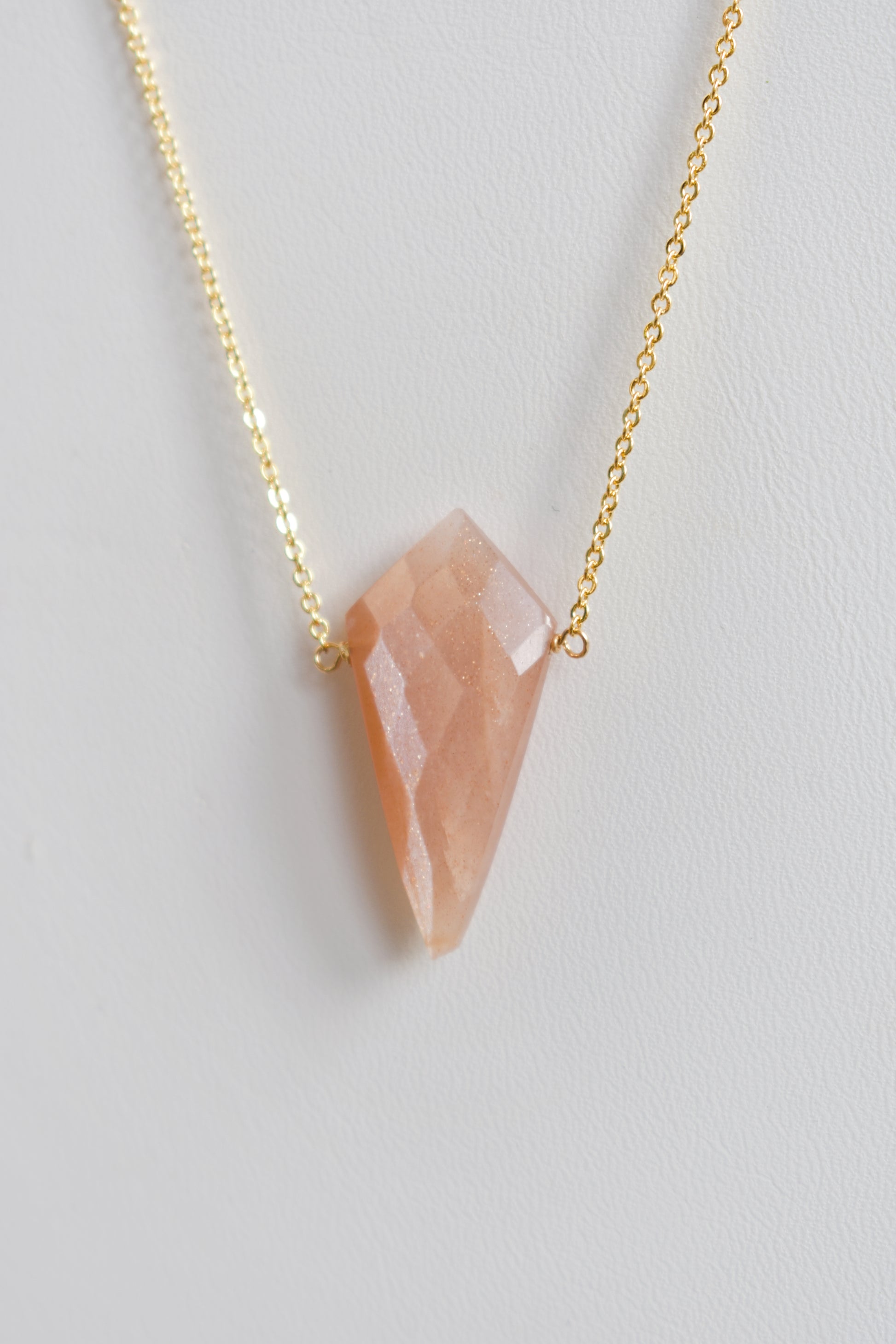 revival made goods peach moonstone gold plated dainty chain necklace