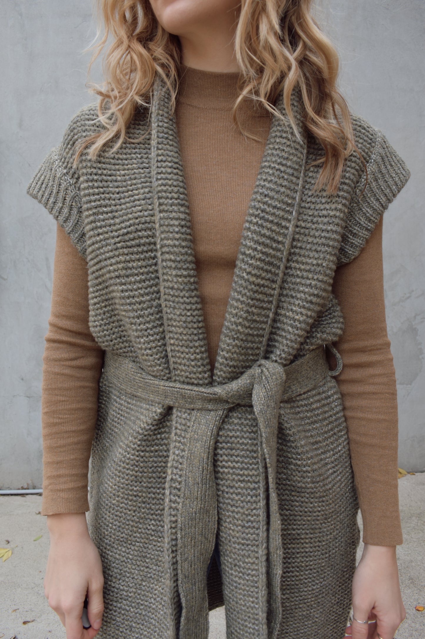 belted cardigan vest